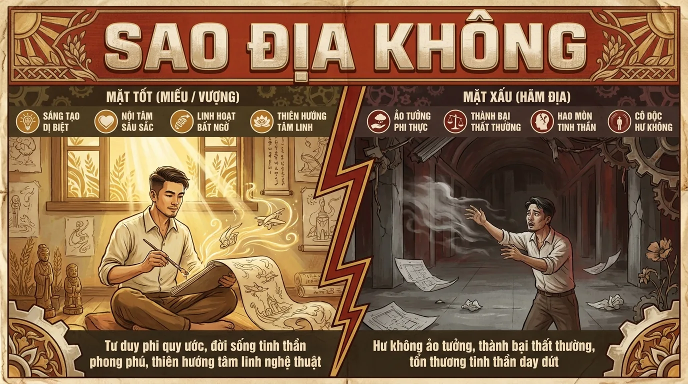 Sao Địa Không, Sát Tinh Hư Không Của Lục Sát Trong Tử Vi
