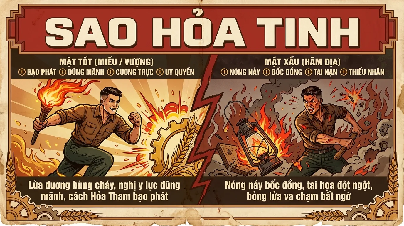 Sao Hỏa Tinh, Sát Tinh Bùng Nổ Của Lửa Dương Trong Tử Vi