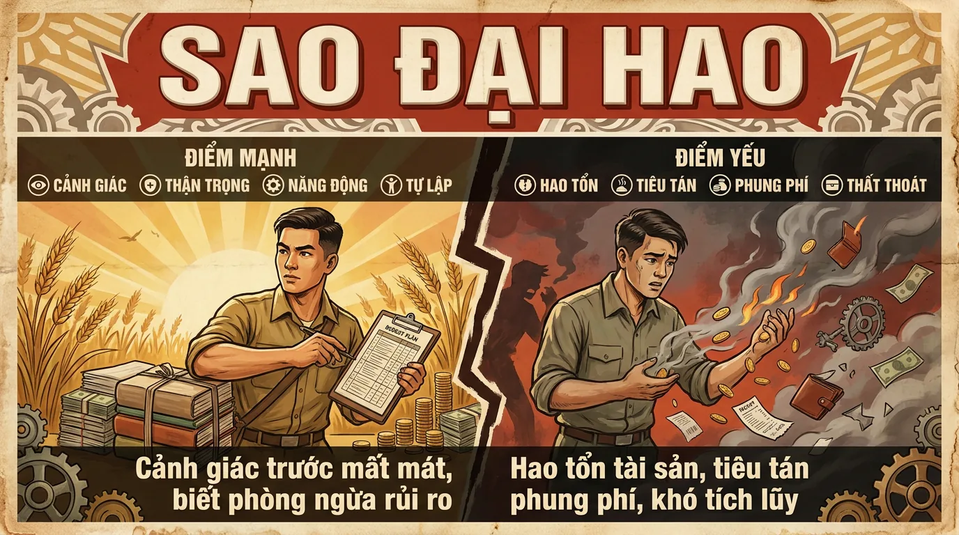 Sao Đại Hao, Phụ Tinh Hao Tổn Tiêu Tán Trong Tử Vi